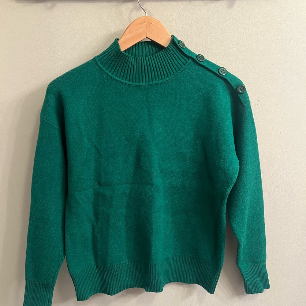 Cynthia Rowley Green Cowl Neck Sweater